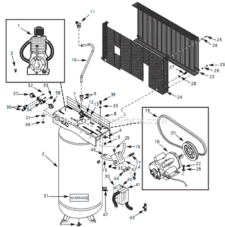 Page A Diagram and Parts List for TF291203 2007 Campbell Hausfeld Compressor